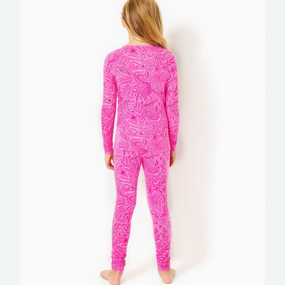 Lilly Pulitzer Pink Pajama Set with Festive Swirl Design - Picture 2 of 8